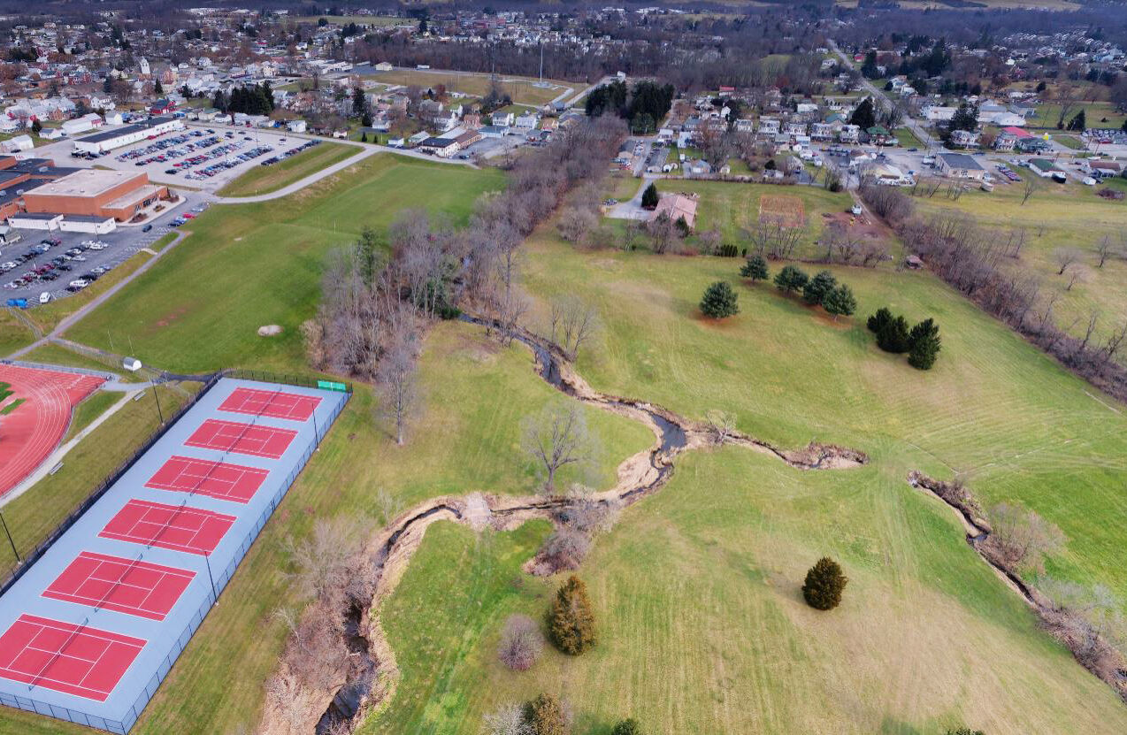 Stream restoration site aerial, PA
